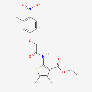 molecular formula C18H20N2O6S B11653486 Ethyl 4,5-dimethyl-2-{[(3-methyl-4-nitrophenoxy)acetyl]amino}thiophene-3-carboxylate 