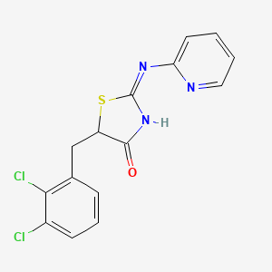 molecular formula C15H11Cl2N3OS B11653530 (2E)-5-(2,3-dichlorobenzyl)-2-(pyridin-2-ylimino)-1,3-thiazolidin-4-one 