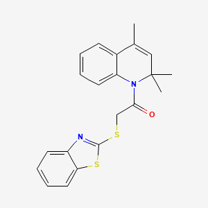 molecular formula C21H20N2OS2 B11653537 2-(Benzothiazol-2-ylsulfanyl)-1-(2,2,4-trimethyl-2H-quinolin-1-yl)-ethanone 