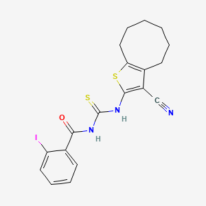 N-[(3-cyano-4,5,6,7,8,9-hexahydrocycloocta[b]thiophen-2-yl)carbamothioyl]-2-iodobenzamide