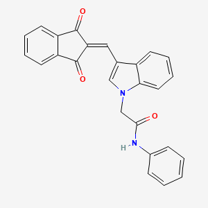 molecular formula C26H18N2O3 B11653562 2-{3-[(1,3-dioxo-1,3-dihydro-2H-inden-2-ylidene)methyl]-1H-indol-1-yl}-N-phenylacetamide 