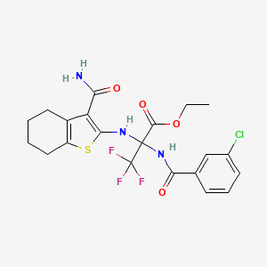 Ethyl 2-[(3-carbamoyl-4,5,6,7-tetrahydro-1-benzothiophen-2-YL)amino]-2-[(3-chlorophenyl)formamido]-3,3,3-trifluoropropanoate