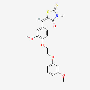 (5E)-5-({3-Methoxy-4-[2-(3-methoxyphenoxy)ethoxy]phenyl}methylidene)-3-methyl-2-sulfanylidene-1,3-thiazolidin-4-one