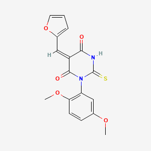 molecular formula C17H14N2O5S B11653631 (5E)-1-(2,5-dimethoxyphenyl)-5-(2-furylmethylene)-2-thioxodihydropyrimidine-4,6(1H,5H)-dione 