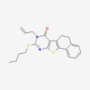 molecular formula C21H22N2OS2 B11653696 14-butylsulfanyl-13-prop-2-enyl-17-thia-13,15-diazatetracyclo[8.7.0.02,7.011,16]heptadeca-1(10),2,4,6,11(16),14-hexaen-12-one 