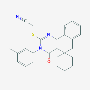 molecular formula C26H25N3OS B11653723 {[3-(3-methylphenyl)-4-oxo-4,6-dihydro-3H-spiro[benzo[h]quinazoline-5,1'-cyclohexan]-2-yl]sulfanyl}acetonitrile 