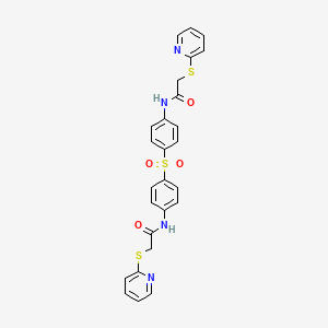 molecular formula C26H22N4O4S3 B11653727 N,N'-(sulfonyldibenzene-4,1-diyl)bis[2-(pyridin-2-ylsulfanyl)acetamide] 