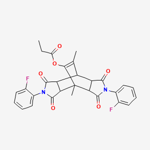 4,10-Bis(2-fluorophenyl)-1,14-dimethyl-3,5,9,11-tetraoxo-4,10-diazatetracyclo[5.5.2.0~2,6~.0~8,12~]tetradec-13-EN-13-YL propionate