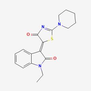 (3Z)-1-ethyl-3-(4-oxo-2-piperidin-1-yl-1,3-thiazol-5(4H)-ylidene)-1,3-dihydro-2H-indol-2-one