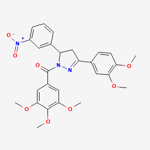 molecular formula C27H27N3O8 B11653770 [3-(3,4-dimethoxyphenyl)-5-(3-nitrophenyl)-4,5-dihydro-1H-pyrazol-1-yl](3,4,5-trimethoxyphenyl)methanone 