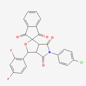 molecular formula C26H14ClF2NO5 B11653773 5-(4-chlorophenyl)-3-(2,4-difluorophenyl)-3a,6a-dihydrospiro[furo[3,4-c]pyrrole-1,2'-indene]-1',3',4,6(3H,5H)-tetrone 