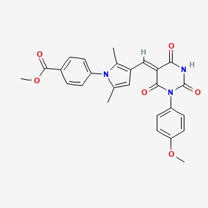 methyl 4-(3-{(Z)-[1-(4-methoxyphenyl)-2,4,6-trioxotetrahydropyrimidin-5(2H)-ylidene]methyl}-2,5-dimethyl-1H-pyrrol-1-yl)benzoate