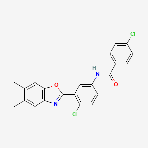 molecular formula C22H16Cl2N2O2 B11653797 4-chloro-N-[4-chloro-3-(5,6-dimethyl-1,3-benzoxazol-2-yl)phenyl]benzamide 