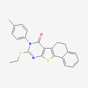 molecular formula C23H20N2OS2 B11653829 14-ethylsulfanyl-13-(4-methylphenyl)-17-thia-13,15-diazatetracyclo[8.7.0.02,7.011,16]heptadeca-1(10),2,4,6,11(16),14-hexaen-12-one 