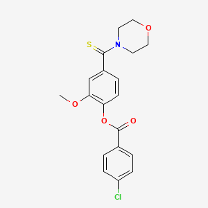 molecular formula C19H18ClNO4S B11653840 2-Methoxy-4-(morpholin-4-ylcarbonothioyl)phenyl 4-chlorobenzoate 