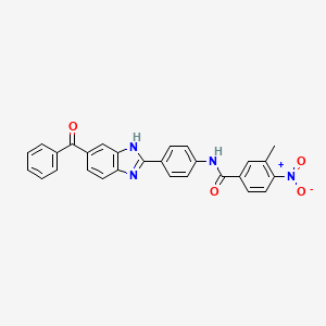 molecular formula C28H20N4O4 B11653866 3-methyl-4-nitro-N-{4-[6-(phenylcarbonyl)-1H-benzimidazol-2-yl]phenyl}benzamide 