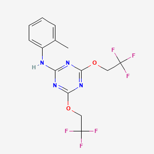 molecular formula C14H12F6N4O2 B11653894 N-(2-Methylphenyl)-4,6-bis(2,2,2-trifluoroethoxy)-1,3,5-triazin-2-amine 