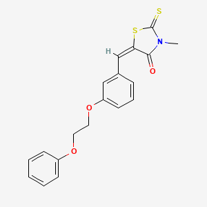 molecular formula C19H17NO3S2 B11653919 (5E)-3-Methyl-5-{[3-(2-phenoxyethoxy)phenyl]methylidene}-2-sulfanylidene-1,3-thiazolidin-4-one 