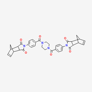 molecular formula C36H32N4O6 B11653949 2,2'-[1,4-Piperazinediylbis(carbonyl-4,1-phenylene)]bis(3A,4,7,7A-tetrahydro-1H-4,7-methanoisoindole-1,3(2H)-dione) 