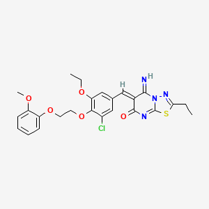 (6Z)-6-{3-chloro-5-ethoxy-4-[2-(2-methoxyphenoxy)ethoxy]benzylidene}-2-ethyl-5-imino-5,6-dihydro-7H-[1,3,4]thiadiazolo[3,2-a]pyrimidin-7-one