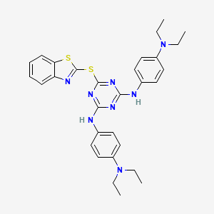 molecular formula C30H34N8S2 B11653962 6-(1,3-benzothiazol-2-ylsulfanyl)-N,N'-bis[4-(diethylamino)phenyl]-1,3,5-triazine-2,4-diamine 