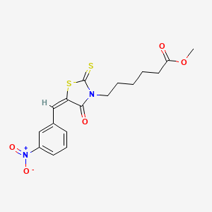 molecular formula C17H18N2O5S2 B11653970 methyl 6-[(5E)-5-[(3-nitrophenyl)methylidene]-4-oxo-2-sulfanylidene-1,3-thiazolidin-3-yl]hexanoate 