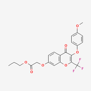 molecular formula C22H19F3O7 B11653988 propyl {[3-(4-methoxyphenoxy)-4-oxo-2-(trifluoromethyl)-4H-chromen-7-yl]oxy}acetate 