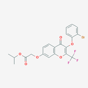 molecular formula C21H16BrF3O6 B11653995 propan-2-yl {[3-(2-bromophenoxy)-4-oxo-2-(trifluoromethyl)-4H-chromen-7-yl]oxy}acetate 