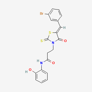 3-[(5Z)-5-[(3-bromophenyl)methylidene]-4-oxo-2-sulfanylidene-1,3-thiazolidin-3-yl]-N-(2-hydroxyphenyl)propanamide