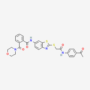 molecular formula C29H26N4O5S2 B11654026 N-[2-({2-[(4-acetylphenyl)amino]-2-oxoethyl}sulfanyl)-1,3-benzothiazol-6-yl]-2-(morpholin-4-ylcarbonyl)benzamide 