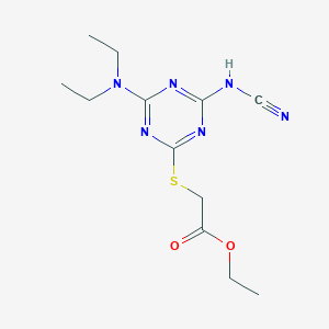 Ethyl {[4-(cyanoamino)-6-(diethylamino)-1,3,5-triazin-2-yl]sulfanyl}acetate