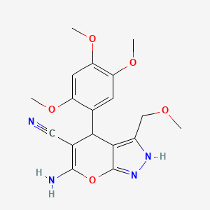 6-Amino-3-(methoxymethyl)-4-(2,4,5-trimethoxyphenyl)-1,4-dihydropyrano[2,3-c]pyrazole-5-carbonitrile