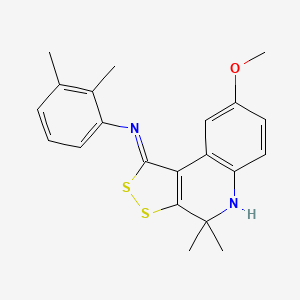 molecular formula C21H22N2OS2 B11654053 N-[(1Z)-8-methoxy-4,4-dimethyl-4,5-dihydro-1H-[1,2]dithiolo[3,4-c]quinolin-1-ylidene]-2,3-dimethylaniline 