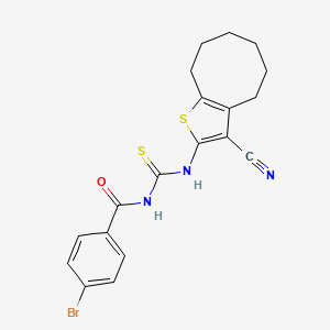 molecular formula C19H18BrN3OS2 B11654073 4-bromo-N-[(3-cyano-4,5,6,7,8,9-hexahydrocycloocta[b]thiophen-2-yl)carbamothioyl]benzamide 