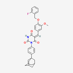 (5E)-1-[4-(Adamantan-1-YL)phenyl]-5-({4-[(2-fluorophenyl)methoxy]-3-methoxyphenyl}methylidene)-1,3-diazinane-2,4,6-trione