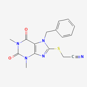 [(7-benzyl-1,3-dimethyl-2,6-dioxo-2,3,6,7-tetrahydro-1H-purin-8-yl)sulfanyl]acetonitrile