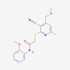 2-{[3-cyano-4-(methoxymethyl)-6-methylpyridin-2-yl]sulfanyl}-N-(2-methoxyphenyl)acetamide