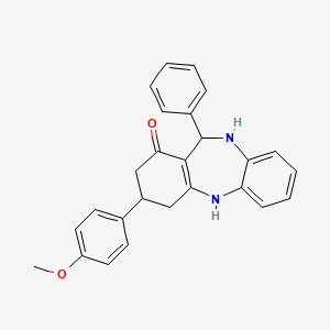 molecular formula C26H24N2O2 B11654185 3-(4-methoxyphenyl)-11-phenyl-3,4,10,11-tetrahydro-2H-dibenzo[b,e][1,4]diazepin-1-ol 