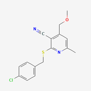 2-[(4-Chlorobenzyl)thio]-4-(methoxymethyl)-6-methylnicotinonitrile