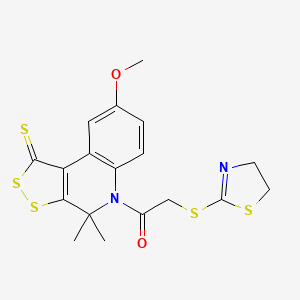 2-(4,5-Dihydro-thiazol-2-ylsulfanyl)-1-(8-methoxy-4,4-dimethyl-1-thioxo-1,4-dihydro-2,3-dithia-5-aza-cyclopenta[a]naphthalen-5-yl)-ethanone