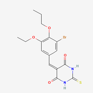 5-[(3-Bromo-5-ethoxy-4-propoxyphenyl)methylidene]-2-sulfanylidene-1,3-diazinane-4,6-dione