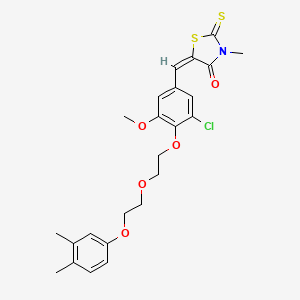 (5E)-5-(3-chloro-4-{2-[2-(3,4-dimethylphenoxy)ethoxy]ethoxy}-5-methoxybenzylidene)-3-methyl-2-thioxo-1,3-thiazolidin-4-one