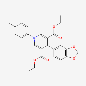 molecular formula C25H25NO6 B11654247 Diethyl 4-(1,3-benzodioxol-5-yl)-1-(4-methylphenyl)-1,4-dihydropyridine-3,5-dicarboxylate 