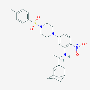 molecular formula C29H38N4O4S B11654283 N-[1-(Adamantan-1-YL)ethyl]-5-[4-(4-methylbenzenesulfonyl)piperazin-1-YL]-2-nitroaniline 