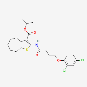 molecular formula C23H27Cl2NO4S B11654295 propan-2-yl 2-{[4-(2,4-dichlorophenoxy)butanoyl]amino}-5,6,7,8-tetrahydro-4H-cyclohepta[b]thiophene-3-carboxylate 