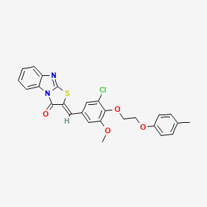 molecular formula C26H21ClN2O4S B11654325 (2Z)-2-{3-chloro-5-methoxy-4-[2-(4-methylphenoxy)ethoxy]benzylidene}[1,3]thiazolo[3,2-a]benzimidazol-3(2H)-one 