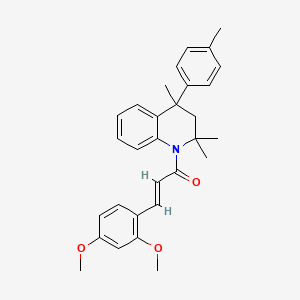 molecular formula C30H33NO3 B11654344 (2E)-3-(2,4-dimethoxyphenyl)-1-[2,2,4-trimethyl-4-(4-methylphenyl)-3,4-dihydroquinolin-1(2H)-yl]prop-2-en-1-one 