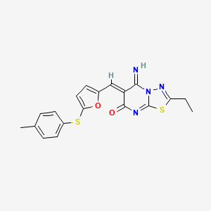 (6Z)-2-ethyl-5-imino-6-({5-[(4-methylphenyl)sulfanyl]furan-2-yl}methylidene)-5,6-dihydro-7H-[1,3,4]thiadiazolo[3,2-a]pyrimidin-7-one