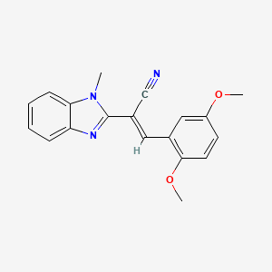 molecular formula C19H17N3O2 B11654385 (2E)-3-(2,5-Dimethoxyphenyl)-2-(1-methyl-1H-1,3-benzodiazol-2-YL)prop-2-enenitrile 