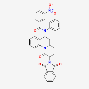 molecular formula C34H28N4O6 B11654397 N-{1-[2-(1,3-dioxo-1,3-dihydro-2H-isoindol-2-yl)propanoyl]-2-methyl-1,2,3,4-tetrahydroquinolin-4-yl}-3-nitro-N-phenylbenzamide 